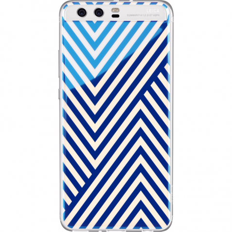 Huawei P10 Fashion Back Cover Strepen Blauw/Wit