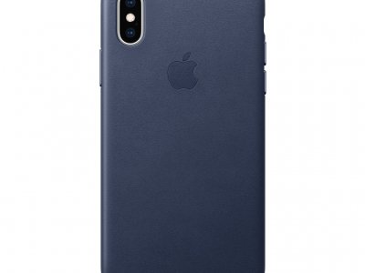 Apple iPhone Xs Leather Back Cover Middernachtblauw