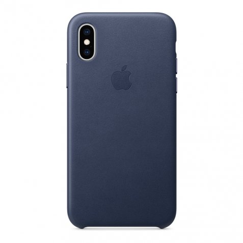 Apple iPhone Xs Leather Back Cover Middernachtblauw