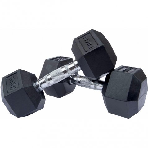 DKN Rubber Hex Dumbbell 2 x 10kg