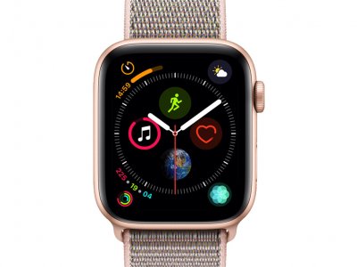 Apple Watch Series 4 44mm Goud Aluminium/Roze Nylon Sportband