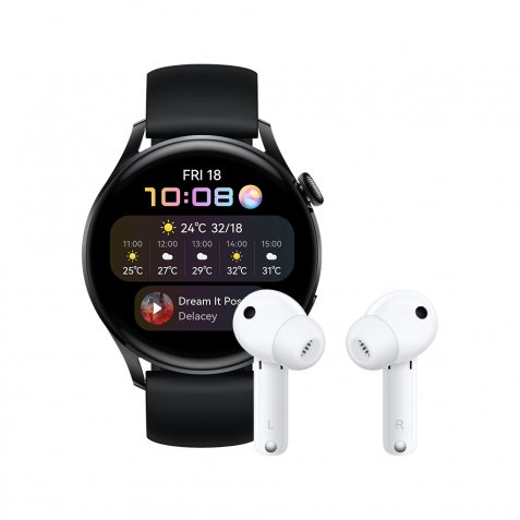 Huawei Watch 3 Active 4G Zwart/Zwart 46mm met oordopjes