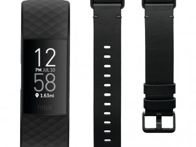 Fitbit Charge 4 Zwart + Fitbit Charge 4 Leren Bandje Zwart S