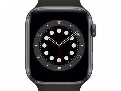 Apple Watch Series 6 44mm Space Gray Aluminium Zwarte Sportband