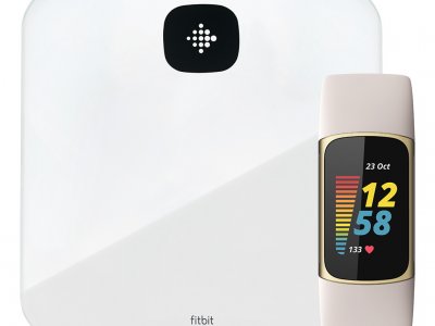 Fitbit Charge 5 Wit/Goud + Fitbit Aria Air Wit