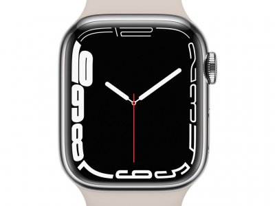 Apple Watch Series 7 4G 41mm Zilver Rvs Crème Sportband