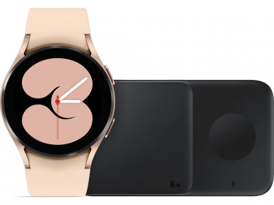 Samsung Galaxy Watch4 40 mm Roségoud Draadloze Oplader DUO Pad 9W Zwart
