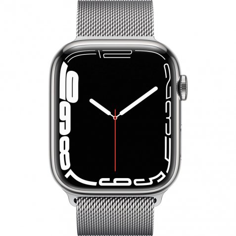 Apple Watch Series 7 4G 45mm Zilver Rvs Milanese Polsband