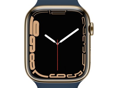 Apple Watch Series 7 4G 45mm Goud Rvs Abyss-blauwe Sportband