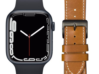 Apple Watch Series 7 4G 45mm Middernacht Aluminium Sportband + Leren Bandje Bruin