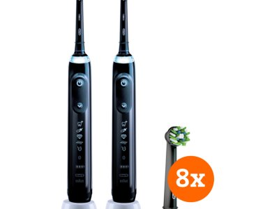 Oral-B Genius X Zwart Duo Pack + CrossAction opzetborstels (8 stuks)