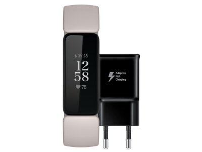Fitbit Inspire 2 Wit + Samsung Adaptive Fast Charging Oplader 15W Zwart