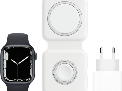 Apple Watch Series 7 41mm Middernacht Aluminium Sportband + MagSafe Oplaadpakket