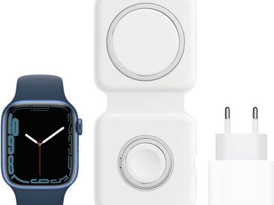 Apple Watch Series 7 41mm Blauw Aluminium Blauwe Sportband + MagSafe Oplaadpakket