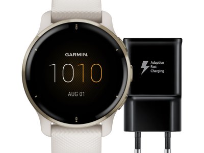 Garmin Venu 2 Plus Wit + Samsung Adaptive Fast Charging Oplader met Usb A Poort 15W