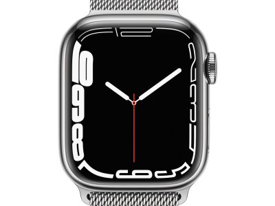 Apple Watch Series 7 4G 41mm Zilver Rvs Milanese Polsband