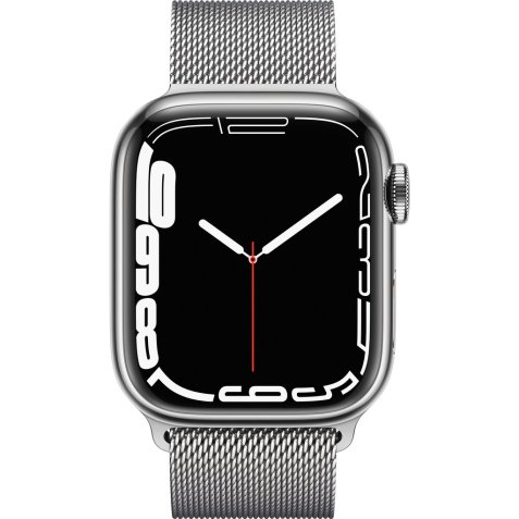 Apple Watch Series 7 4G 41mm Zilver Rvs Milanese Polsband